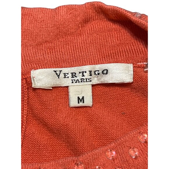 Vertigo Paris Sleeveless Sweater Salmon Rhinestones at Collar Size M - Picture 4 of 4